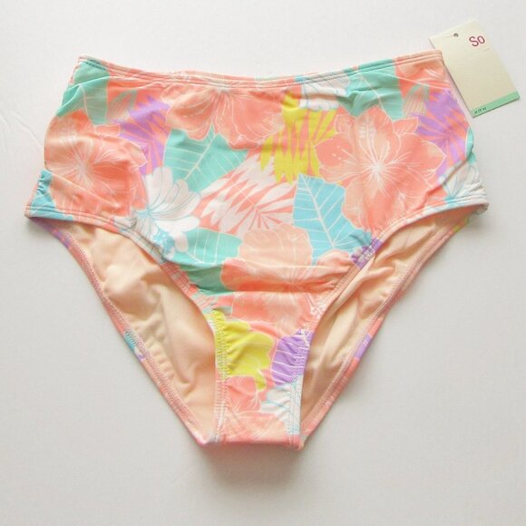 SO High Waisted  & High Neck Hibiscus 2 Pc Swim Bikini Med or Large NEW - Picture 6 of 10